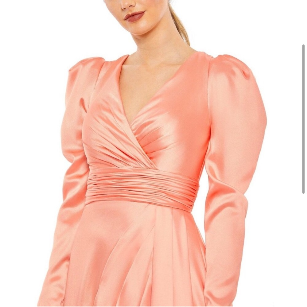 New | Mac Duggal 12404 Long Sleeve Satin Gown 16 - Picture 3 of 6